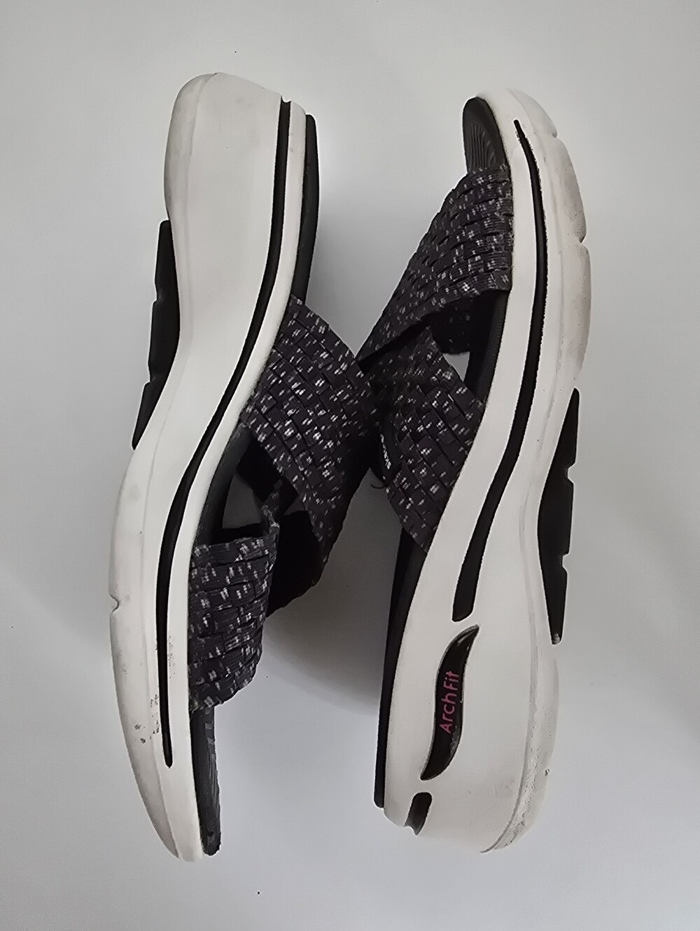 Skechers Women's Black and Purple Crossband Slide Sandals - Picture 10 of 16
